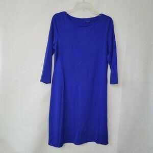 Garnet Hill Dress Womens S Cobalt Blue Stretch Knit‎ 3/4 Sleeve Sheath Classic